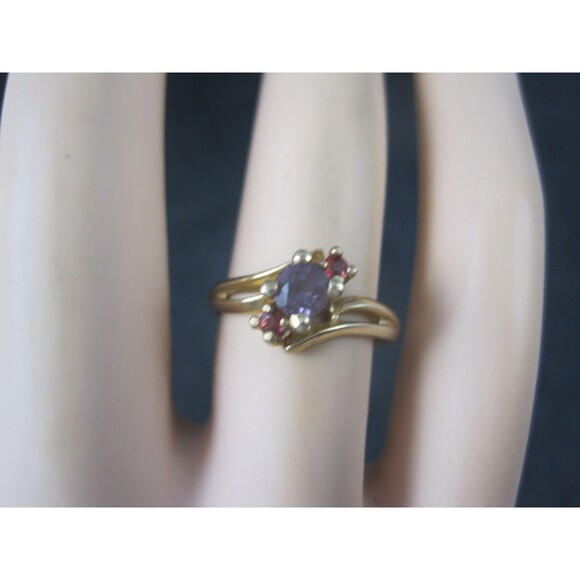 Vintage 10K Zircon Fire Opal Ring Size 6 - Picture 10 of 10